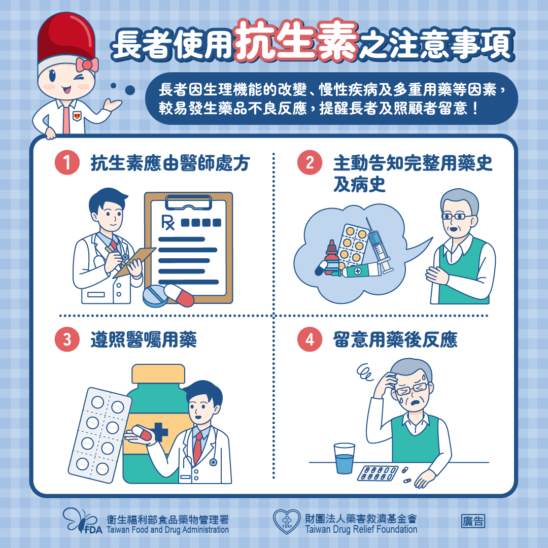 長者使用抗生素要注意的事